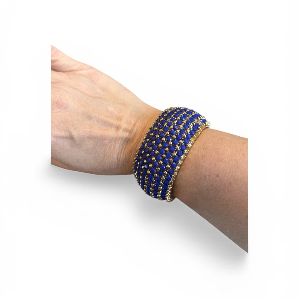 Cara New York Gold & Royal Blue Crystal Pave Statement Bracelet - Picture 3 of 3